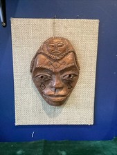 Vintage Face Carved Wood On