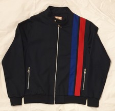Real Hoxton Rally Jacket Racing Stripes Navy Blue Size Large