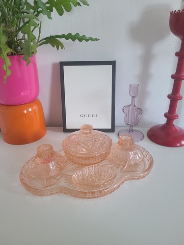 Peach pressed glass - peach, vintage