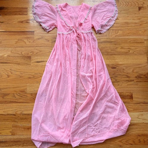 70s pink sheer - , robe