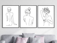 Set of 3 Female Body Line Wall