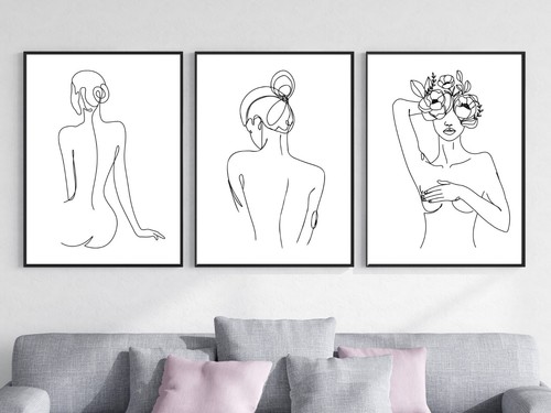 Set female body line wall - of,