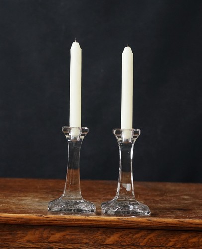 Pair glass candlesticks - pair,