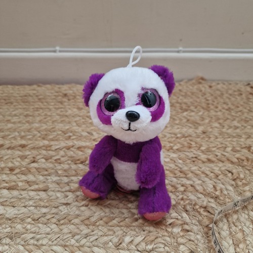 Purple white panda soft toy - white,
