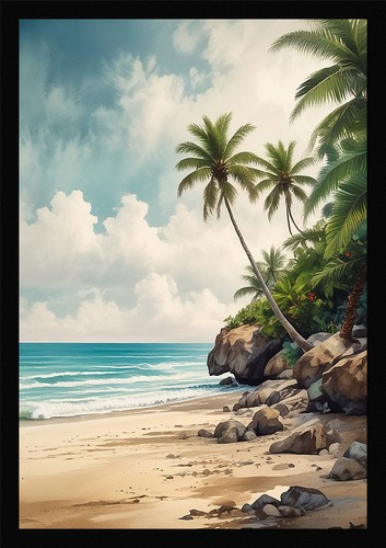 Soft tropical beach - tropical, framed