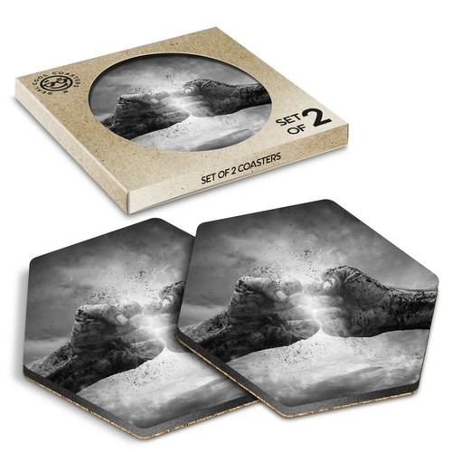 Hexagon coasters bw - -,