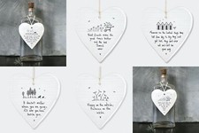 East of India Porcelain Heart Plaque Sentimental Friendship Family Baby Sign 