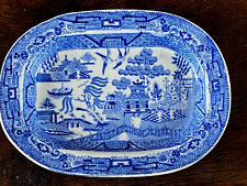 Very Small Antique Chinese Willow Pattern Meat Style Dish