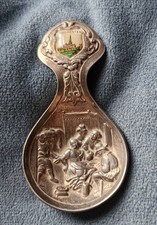 Vintage Dutch Relief Pattern Tea Caddy Spoon Souvenir Chichester Silver Metal