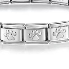 Silver paw print 9mm Italian