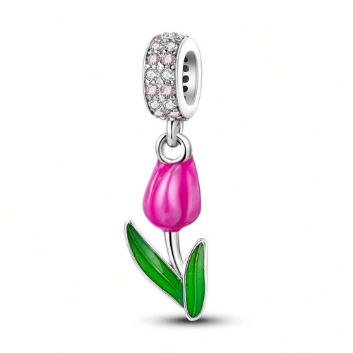 Tulip flower dangle charm - tulip,
