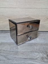 2 Drawer Mirror Mirrored Glass Jewellery Trinket Box Excellent Condition UK P+P