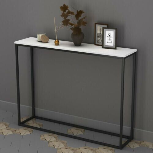 White wooden console table - wooden,