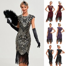 1920s Ladies Flapper Fringed Dress Cocktail Party Great Gatsby Prom Dresses SIZE