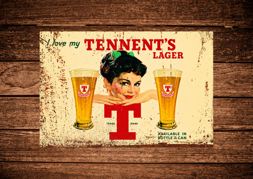 Tennents lager metal beer - lager,