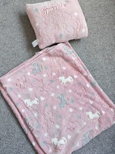 Glow In The Dark Snuggle Blanket And Pillow Unicorn Pink