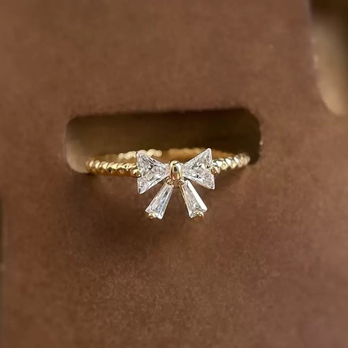 14ct gold plated bow ring - 14ct,