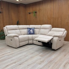 Furniture Village 'Moreno' Corner Sofa Grey Woven Left Hand Power Recliner NEW