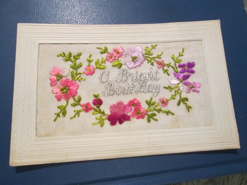 Embroidered silk postcard - embroidered,