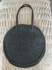 M&S BLACK STRAW BEACH BAG IN