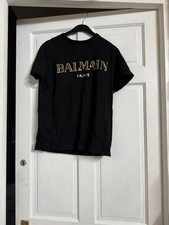 Balmain Paris Black Gold Casual Summer Holiday Short Sleeve Tee Shirt S