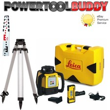 Leica Rugby 620 Rotating Slope Laser Kit Li-ion Battery Tripod Staff Calibrated