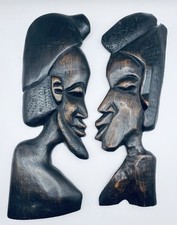 Large Vintage Hand Carved Pair