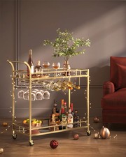  Gold Drinks Trolley Bar Cart