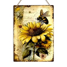 Sunflower And Bee Metal Sign