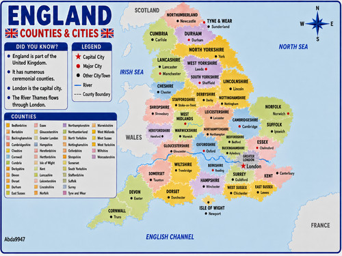 England counties cities - cities, map
