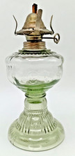 SMALL CLEAR GLASS ORNATE OIL LAMP BASE 7.5" TALL.  ANCHOR DESIGN