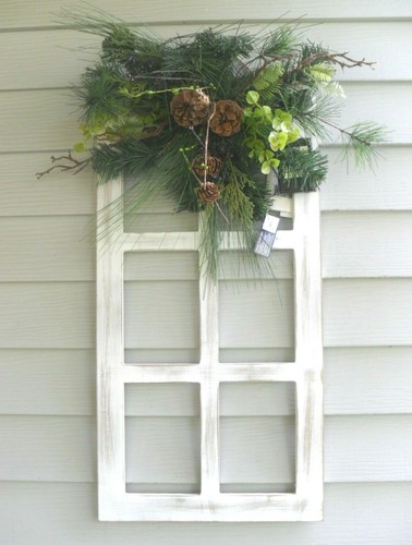 White window pane wall door - white,