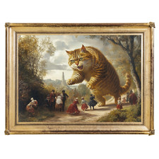 Vintage Giant Cat Attack Art