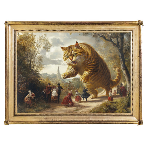 Vintage giant cat - giant, attack