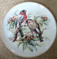 VINTAGE STAFFORDSHIRE NBJ CHINA " BULLFINCHES IN THE BLOSSOM " COLLECTORS PLATE.