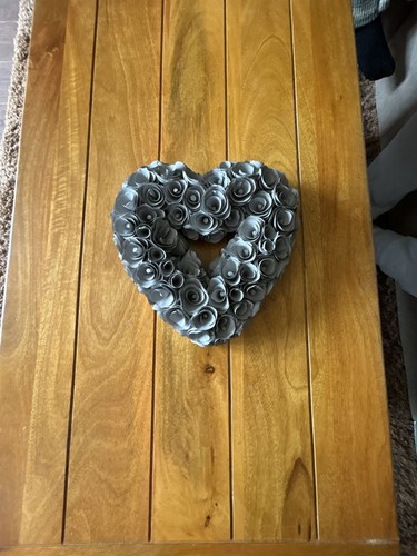 Grey foam rose heart hanging - grey,