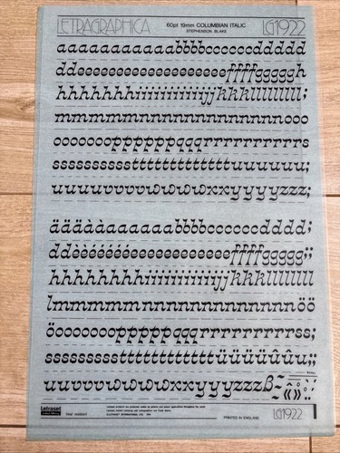 Letraset rub dry transfer - letraset,