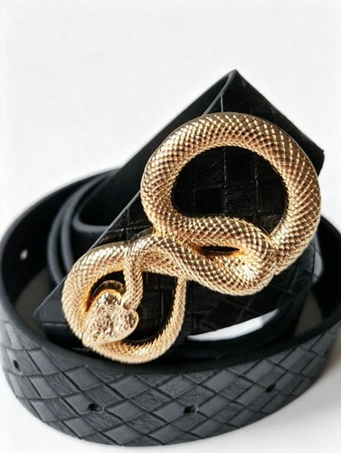 Black leather belt - leather, |