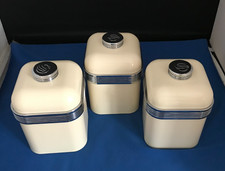 Matching Set of 3 Swan Retro Cream Tea, Coffee & Sugar Kitchen Storage Canisters
