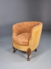 Vintage Danish Art Deco Tub Chair Gold Moquette Upholstery 1920s EB9055 VCLO