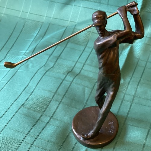 Vintage bronze golfer - bronze, 9.5”