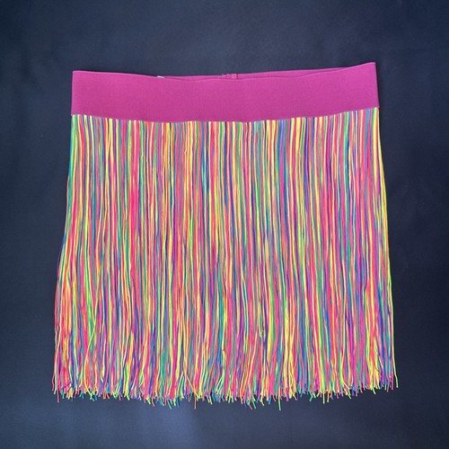 Neon rainbow fringe skirt - neon,
