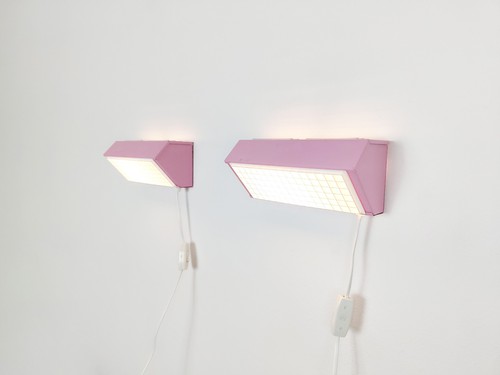 Pair 1980s pink wall lamps - pair,