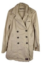 Superdry Commodity Womans Trench Mac Pea coat Beige Size M Cotton - NO BELT