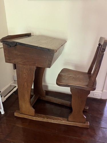 Vintage school desk with - vintage,