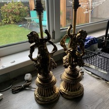 A Pair of Vintage Cherub Lamps 15 Inches Tall …working Fine