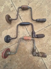 Vintage Hand Drill Manual Auger Primitive Carpenter Tools Set of 3