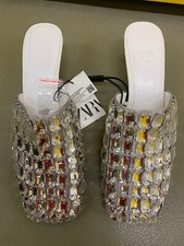 ZARA EU40 SPARKLY CRYSTAL MULES BNWT