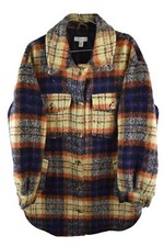 TOPSHOP Beige Overshirt Coat size M Womens Checked Wool Blend Casual Outdoors