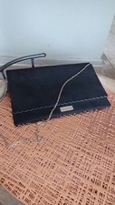 FAITH BLACK CLUTCH BAG WOMEN MEDIUM FAUX SUEDESILVER CHAIN